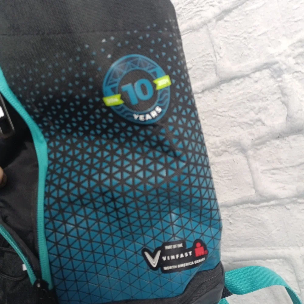 Ironman Chattanooga Triathlon Gear Bag 10 Years 2014-2024 Black Teal Backpack s9